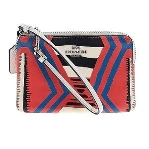 Coach Red and Blue Patterned Wristlet